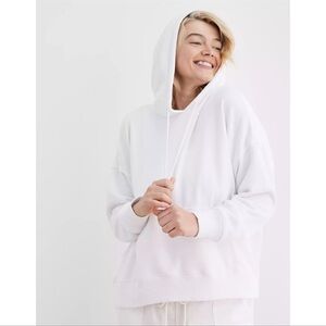 AERIE White Oversized Pullover Hoodie